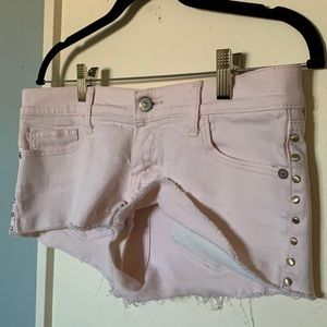 Pastel pink denim shorts